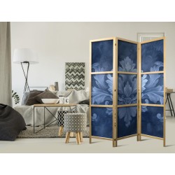 Japanischer Paravent - Ornament in Blue and Cool Colors - Dark Blue Decoration