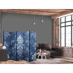 Paravent - Retro Ornament - Decorative Motif in Rubbed Blues