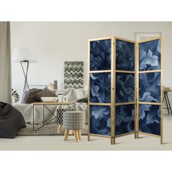 Japanischer Paravent - Abstract Ornaments - Dark Blue Victorian Leaves