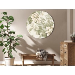 Rundes Bild - Retro Vintage Flowers in Delicate Cream and Green Colors