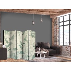 Paravent - Watercolor Botanical Motif - Delicate Green-Beige Leaves