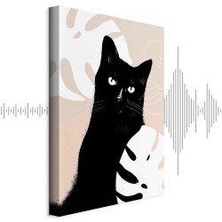 Leinwandbild - Cat in Monsteras (1 Part) Vertical