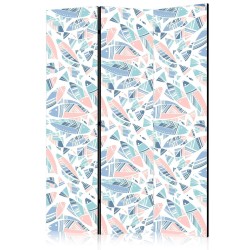 Paravent - Fish in Minimalist Style - Fish in Aztec Style in Pastel Color Shades on a White Background