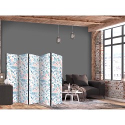 Paravent - Fish in Minimalist Style - Fish in Aztec Style in Pastel Color Tones on a White Background