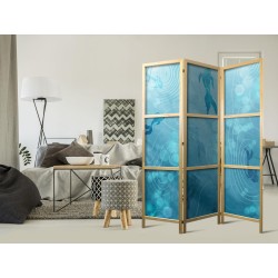 Japanischer Paravent - Koi Fish Under the Water Surface - a Cluster of Japanese Fish in the Depths of the Pond in Shades