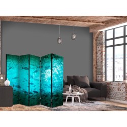 Paravent - Underwater Paradise - Numerous Shoal of Fish in a Beautiful Turquoise-Blue Depth Illuminated by Sunlight