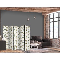 Paravent - Unusual Species of Fish - a Cluster of Fish in Muted Colors in Retro Style Against a Background of Beige Stre
