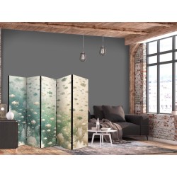 Paravent - Fish and Diverse Vegetation - A Group of Fish in Pastel Muted Colors Among Oceanic Vegetation