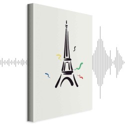 Leinwandbild - Black Graphic Drawing of the Eiffel Tower on a Cream Background