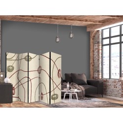 Paravent - Labyrinth with Beads - Minimalist Abstraction on a Worn Background