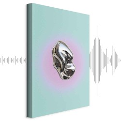 Leinwandbild - Metallic Form - Abstract Sculpture on a Mint Background with a Purple Halo