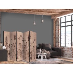 Paravent - Plant Vintage - Delicate Field Flowers on a Background in Lime Wash Technique