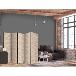 Paravent - Beige Nature of the Forest - Mushrooms Flowers and Herbs on a Light Background