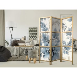 Japanischer Paravent - Turquoise Flowers in Retro Ambiance - Floral Ornaments