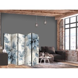 Paravent - Turquoise Flowers in Retro Vibe Floral Ornaments