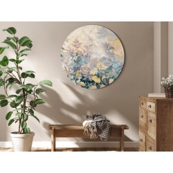 Rundes Bild - Tapestry Pattern with a Meadow and Flowers Kilim with a Spring Motif