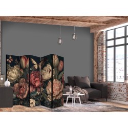 Paravent - Floral Illustration - Magnificent Flower Buds on a Turquoise Background