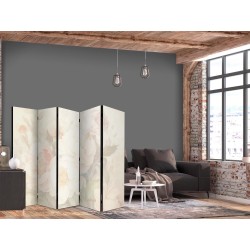 Paravent - Blooming Peonies - Bright Large Flowers Enveloped in White Mist