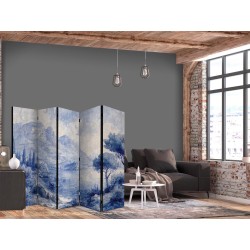 Paravent - Italian Landscape - Lake Como Painted in Shades of Blue