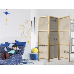 Japanischer Paravent - Race - Colorful cars on a road on a beige background with stars