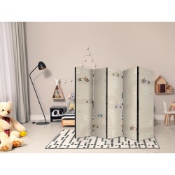 Paravent - Race - Colorful Cars on a Road on a Beige Background with Stars