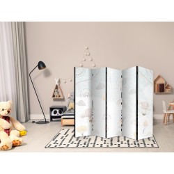 Paravent - Balloons in the Sky - Balloons in Pastel Colors Flying Through a Cloudy Sky - Among Rainbows and Stars