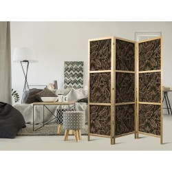 Japanischer Paravent - Dense Vegetation - Botanical Patterns in Illustrative Style Brown