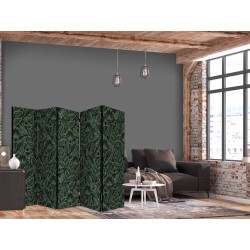 Paravent - Dense Vegetation - Botanical Patterns in Illustrative Style Green