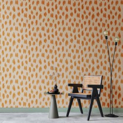 Tapete - Drawn Pattern in Dots and Spots - in shades of orange and ecru