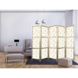 Japanischer Paravent - Moonlit Nights - Delicate Moons and Clouds in Warm Tones