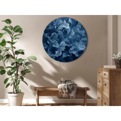 Rundes Bild - Abstract Ornaments Dark Blue Victorian Leaves