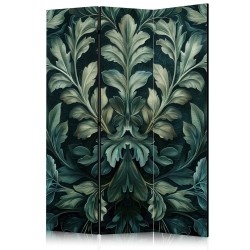 Paravent - Dark Green Victorian Leaves - Botanical Carved Composition