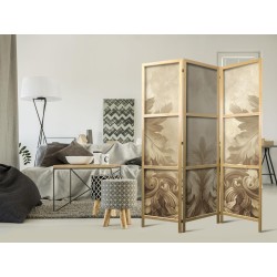 Japanischer Paravent - Stone Baroque Ornaments in Light Shades of Gray-Blue