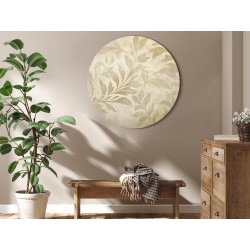 Rundes Bild - Botanical Motif with Leaves and Vines in Sand Colors