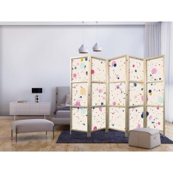 Japanischer Paravent - Dots - Spots and Splashes Multicolored - Cheerful Pattern on a Light Pink Background