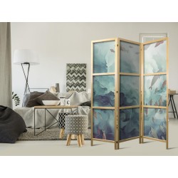 Japanischer Paravent - Escaping Fish - Very Fast Swimming Fish in Muted Colors Among Ocean Depths