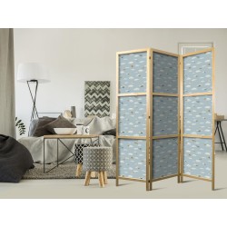 Japanischer Paravent - Illustration - Yellow-Blue Airplanes Against a Blue Sky