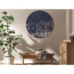 Rundes Bild - Evening in an exotic forest - Tropical greenery under the cover of night against the backdrop of mountaino