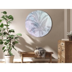 Rundes Bild - Palm trees in the fog - Palm trees among pastel clouds in purple and celadon tones