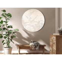 Rundes Bild - Muted exotic greenery - Delicate outlines of tropical shrubs on beige and sand background