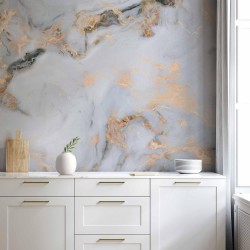 Fototapete - White Stone - Elegant Marble With Golden Highlights