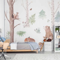 Fototapete - Subtle Illustration With Forest Animals