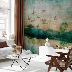 Fototapete - Golden Ducks