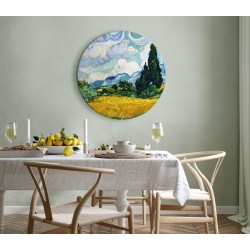 Rundes Bild - Vincent Van Gogh – Wheat Field with Cypresses