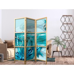 Japanischer Paravent - Lilies in Pale Blue I