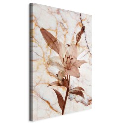 Leinwandbild - Elegance of a Flower (1-part) - Delicate Lily on Marble in Sepia