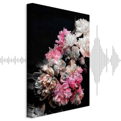 Leinwandbild - Peony Charm (1-part) - Colorful Bouquet on Black Background