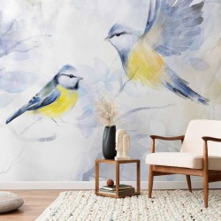 Fototapete - Watercolor Tit - First Variant