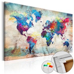 Korkbild - World Map: Colourful Madness