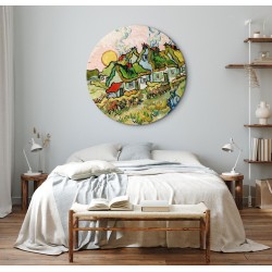 Rundes Bild - Vincent van Gogh – Thatched Cottages in the Sunshine Reminiscence of the North